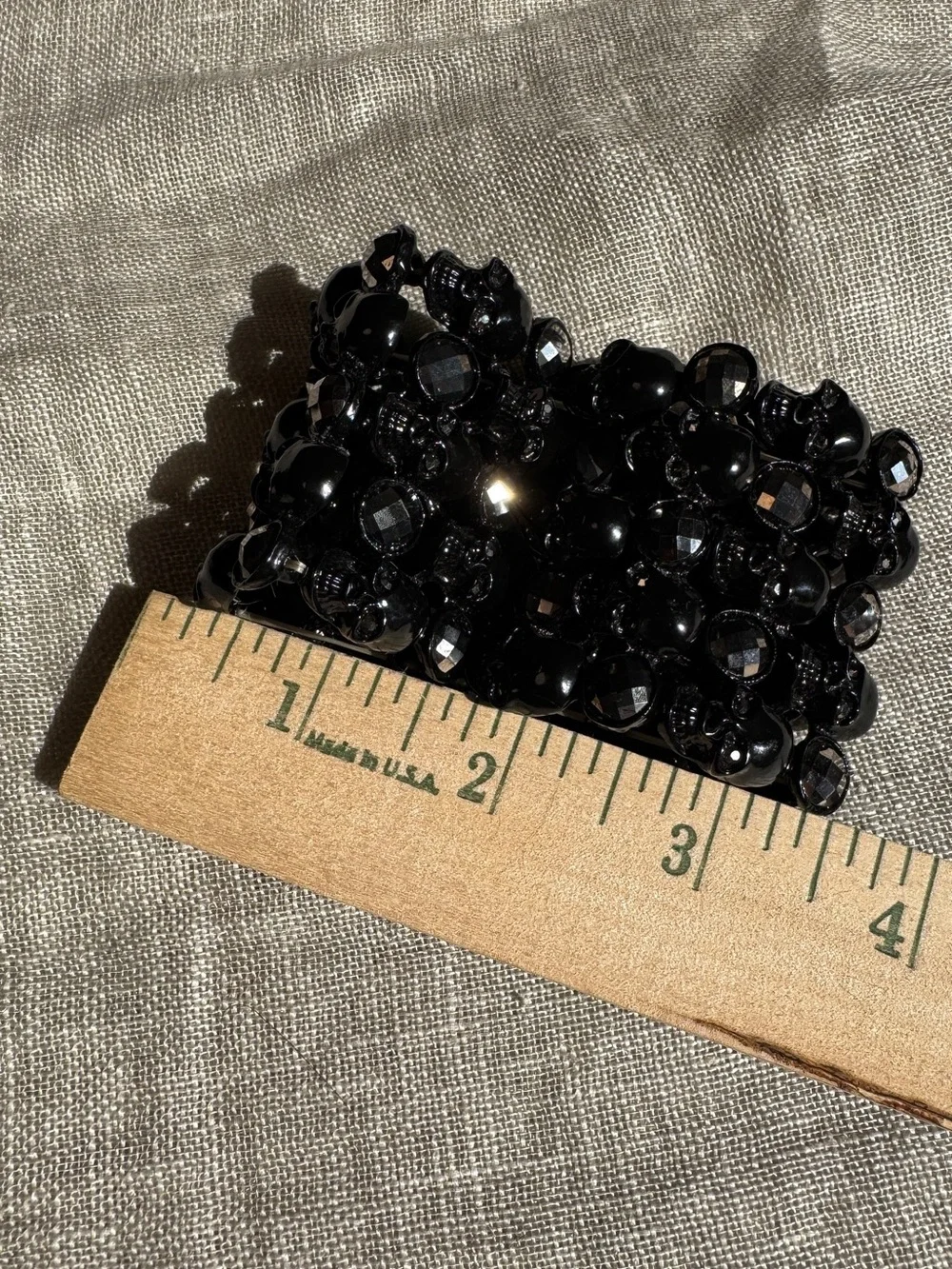 Black Skull Stretch Bracelet - Size 7